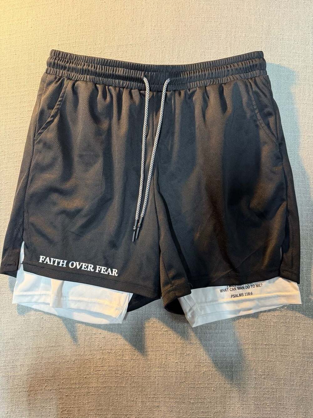 Christianartworkshop Faith Over Fear 2-in-1 Athletic Performance Shorts with Psa